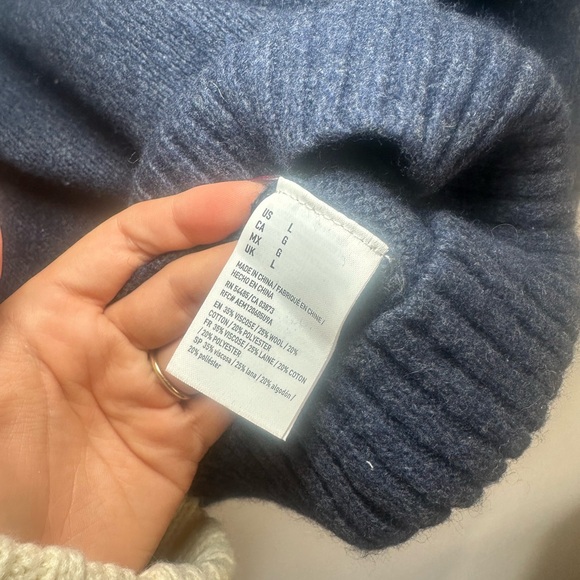 American Eagle Seriously Soft Sweater Pullover Men's Large 1/4 Zip Blue White - Picture 4 of 7